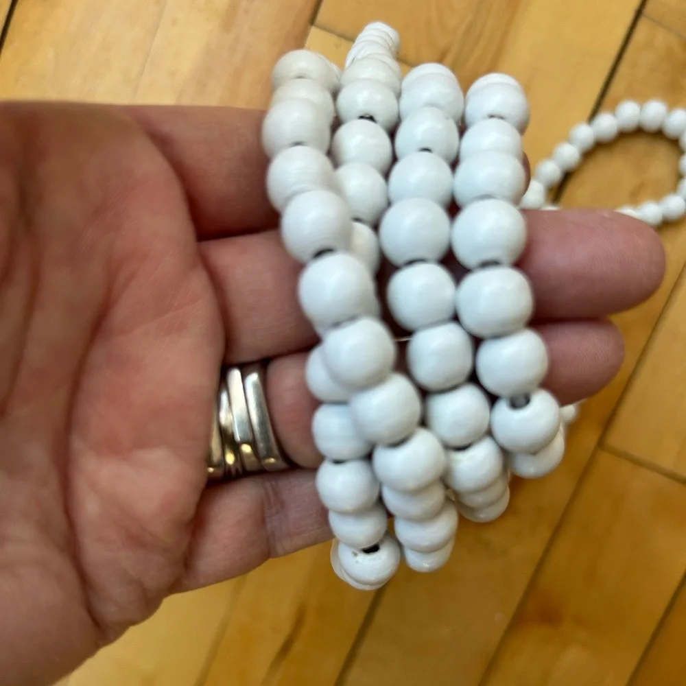Vintage White Beads Strands Christmas Garland Small Large 274 Inches